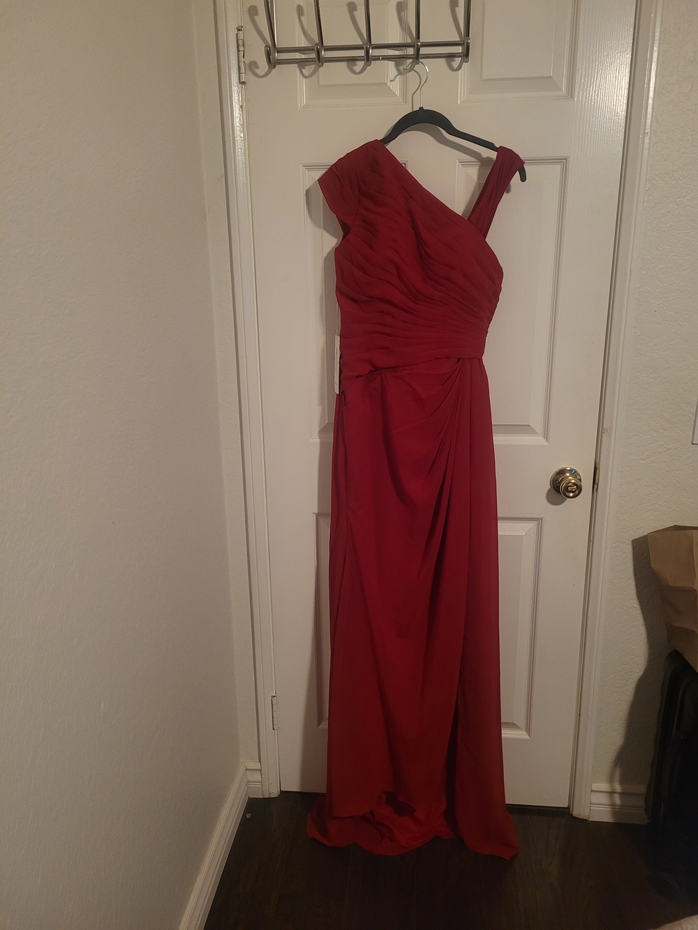 Asymmetric One-Shoulder Red Wedding Gown